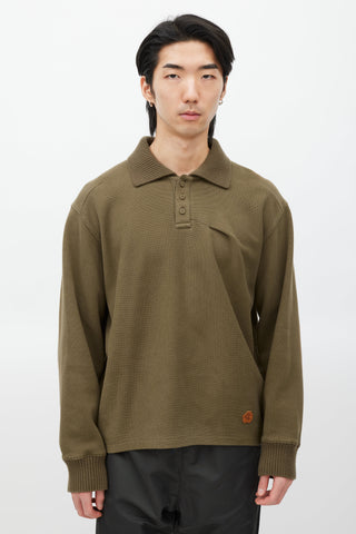 Ader Error Olive Ribbed Knit Polo