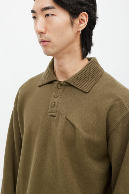 Ader Error Olive Ribbed Knit Polo