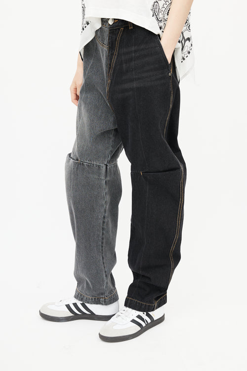 Ader Error Black & Grey Eclipse Panelled Denim Jeans