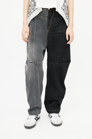 Ader Error Black & Grey Eclipse Panelled Denim Jeans