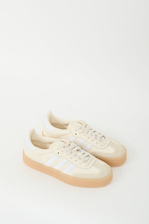 Adidas Cream Leather & Suede Sambae Platform Sneaker