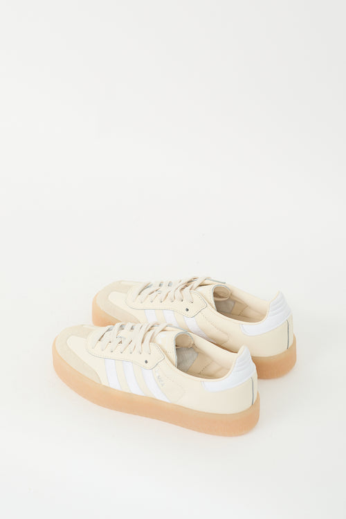 Adidas Cream Leather & Suede Sambae Platform Sneaker