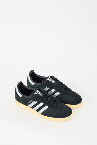 Adidas Black & Silver Leather Samba Sneaker