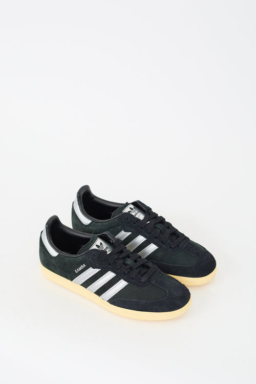 Adidas Black & Silver Leather Samba Sneaker