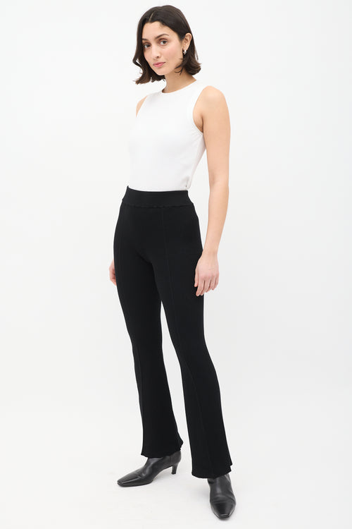 Aeron Black Ribbed Knit Flared Pant