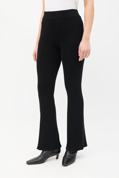 Aeron Black Ribbed Knit Flared Pant