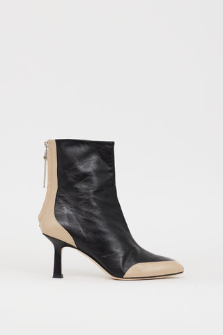 Aeydē Black & Beige Leather Two-Tone Lily Boot