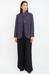 Agnona Navy & Brown Textured Blazer