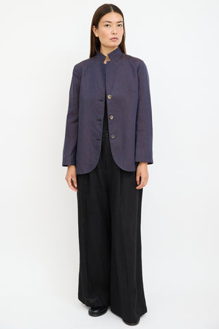 Agnona Navy & Brown Textured Blazer