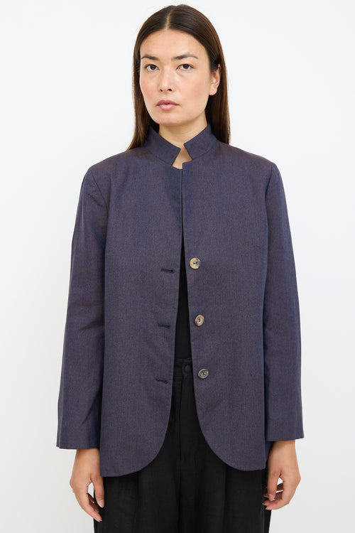 Agnona Navy & Brown Textured Blazer