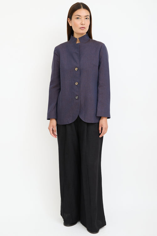 Agnona Navy & Brown Textured Blazer