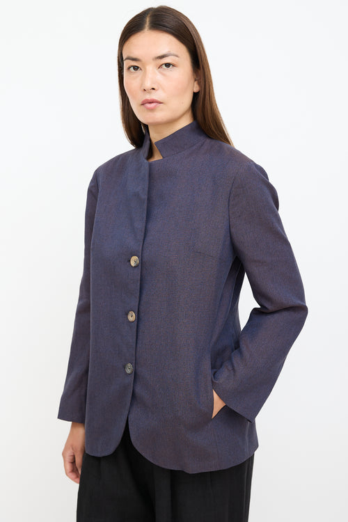 Agnona Navy & Brown Textured Blazer