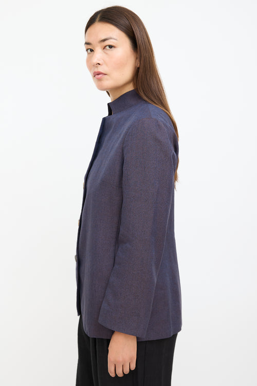 Agnona Navy & Brown Textured Blazer