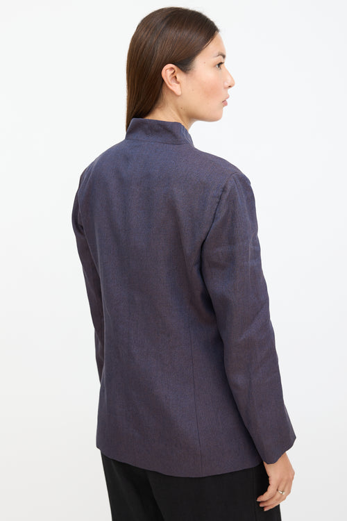 Agnona Navy & Brown Textured Blazer