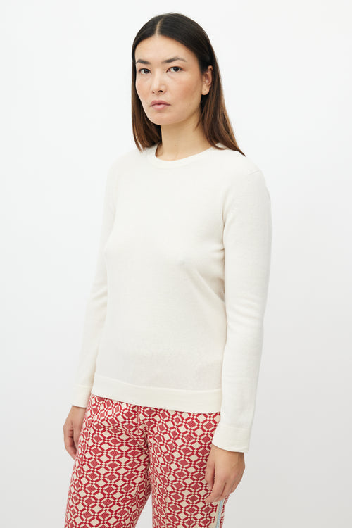 Agnona Cream Cashmere Knit Sweater