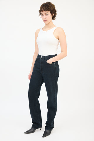 Agolde Black High Waist Straight Leg Jeans