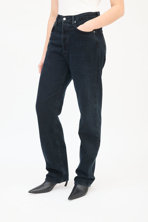 Agolde Black High Waist Straight Leg Jeans