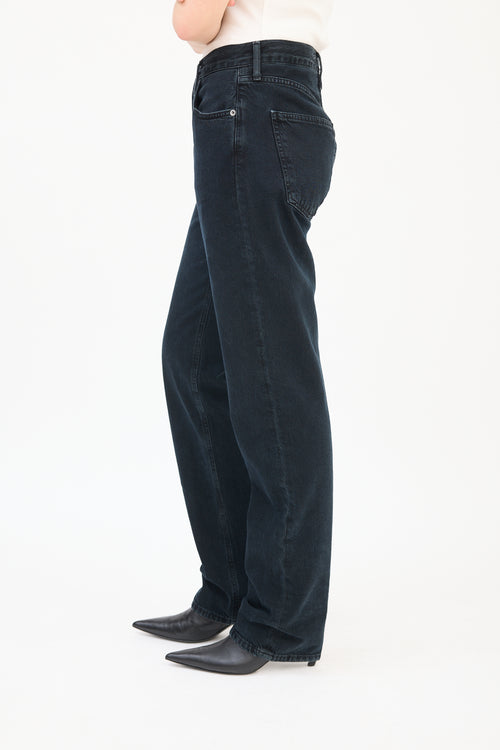 Agolde Black High Waist Straight Leg Jeans