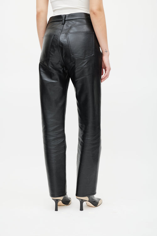 Agolde Black Recycled Leather 90s Pinch Waist Pant