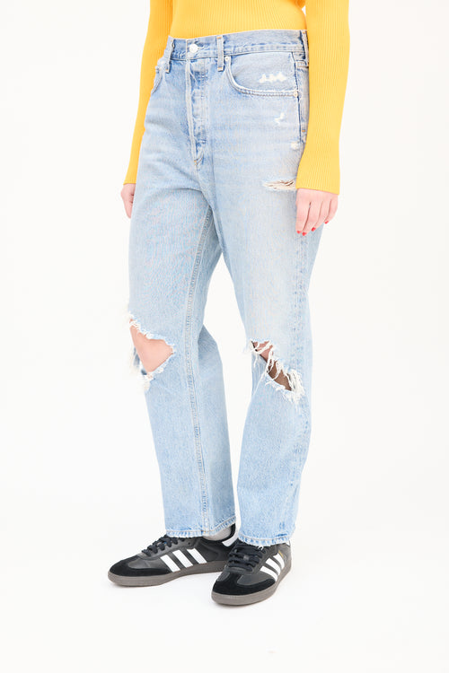 Agolde Light Wash Drop Seat Distressed Jeans