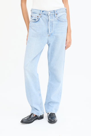 Agolde Light Wash Tapered Distressed Jeans