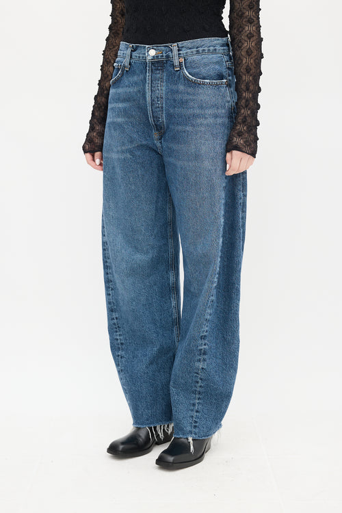 Agolde Medium Wash Luna Tapered Wide Leg Jeans