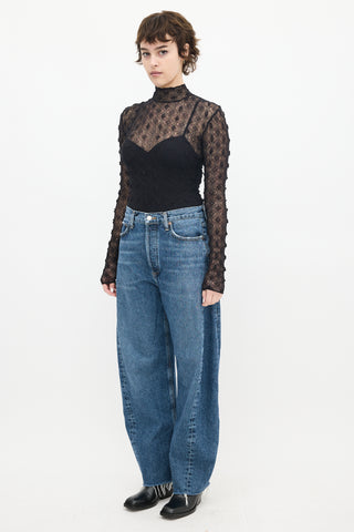 Agolde Medium Wash Luna Tapered Wide Leg Jeans