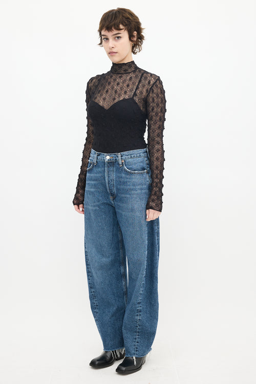 Agolde Medium Wash Luna Tapered Wide Leg Jeans