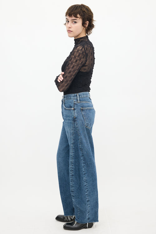 Agolde Medium Wash Luna Tapered Wide Leg Jeans