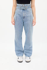 Agolde Light Wash Paper Bag Straight Jeans