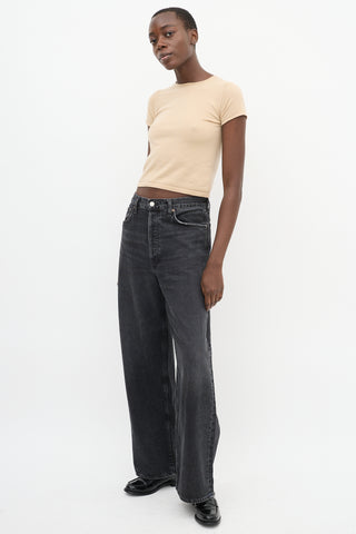 Agolde Washed Black High Waist Straight Leg Jeans