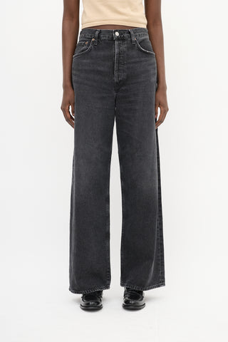 Agolde Washed Black High Waist Straight Leg Jeans