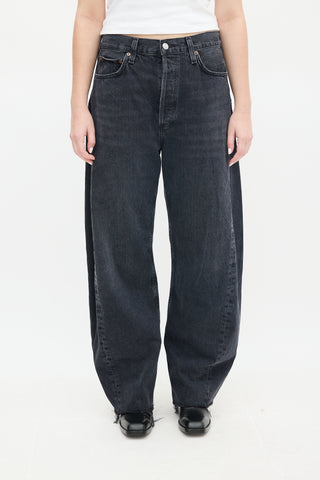 Agolde Washed Black Luna Tapered Wide Leg Jeans