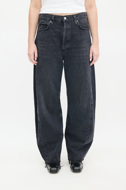 Agolde Washed Black Luna Tapered Wide Leg Jeans