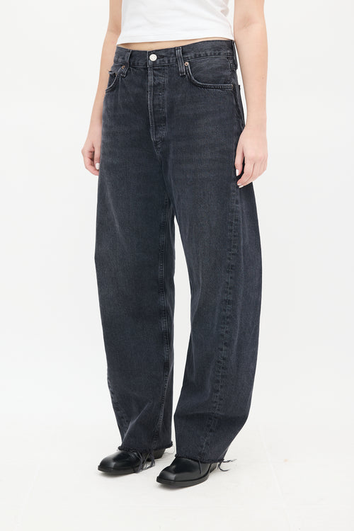 Agolde Washed Black Luna Tapered Wide Leg Jeans