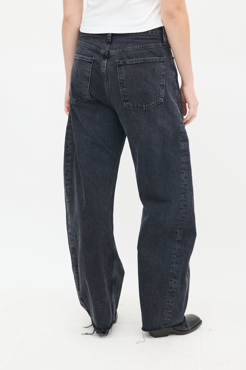 Agolde Washed Black Luna Tapered Wide Leg Jeans