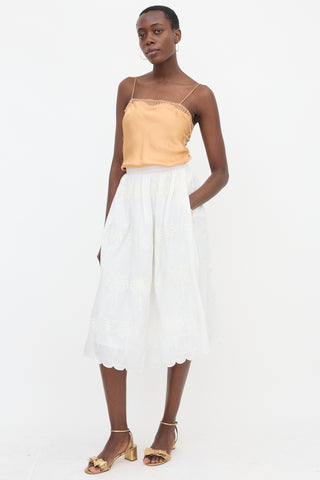 Agua Embroidered Midi Skirt