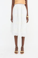 Agua Embroidered Midi Skirt