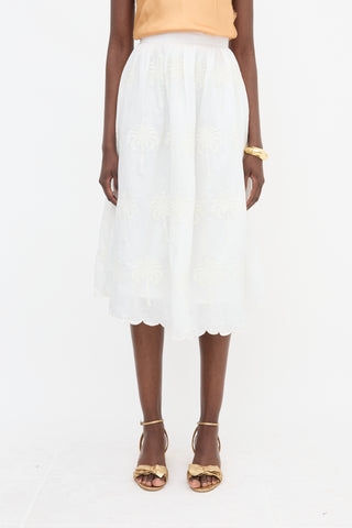 Agua Embroidered Midi Skirt