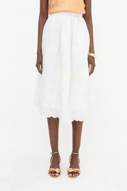 Agua Embroidered Midi Skirt