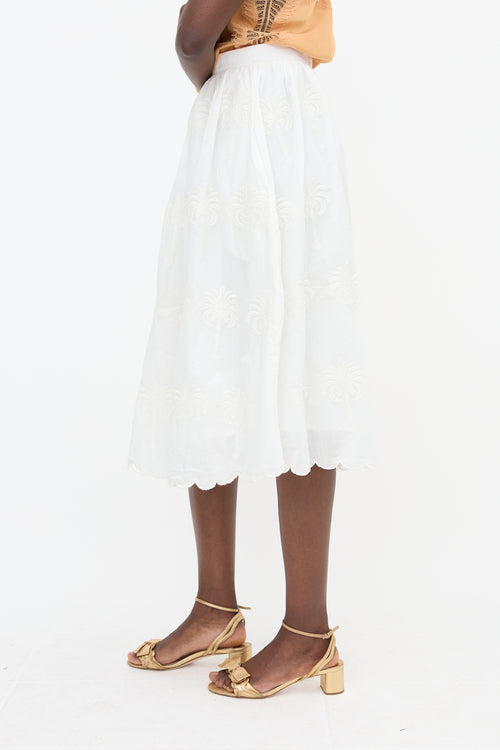 Agua Embroidered Midi Skirt