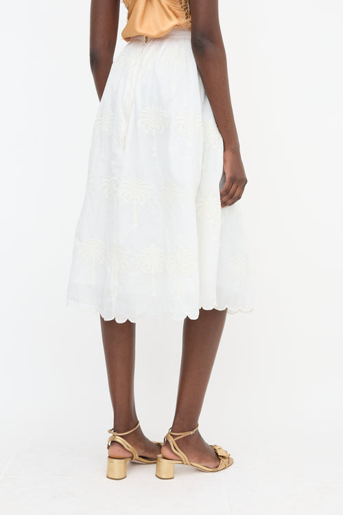 Agua Embroidered Midi Skirt