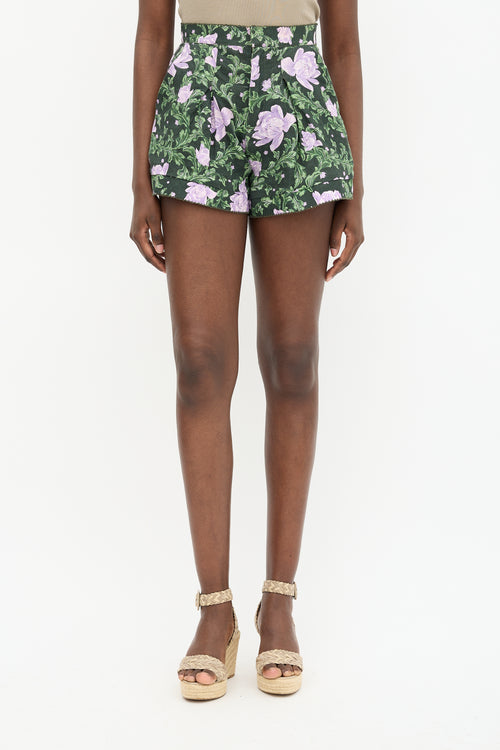Agua by Agua Bendita Pleated Floral Shorts