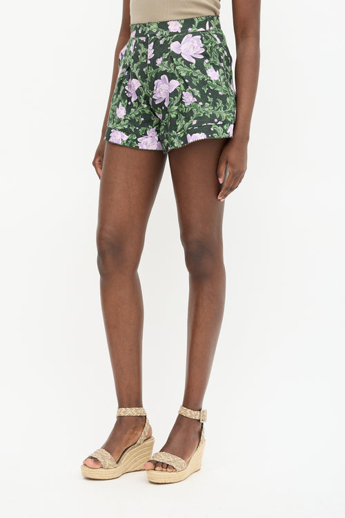 Agua by Agua Bendita Pleated Floral Shorts