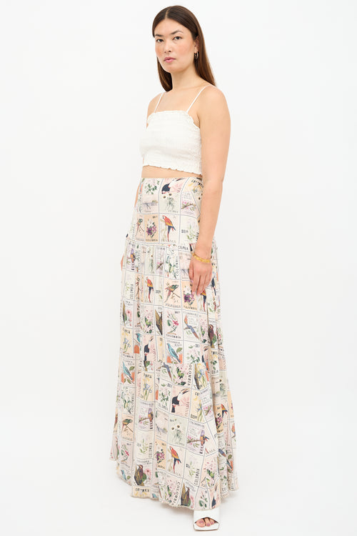 Agua by Agua Bendita Linen Stamp Printed Skirt