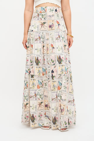 Agua by Agua Bendita Linen Stamp Printed Skirt