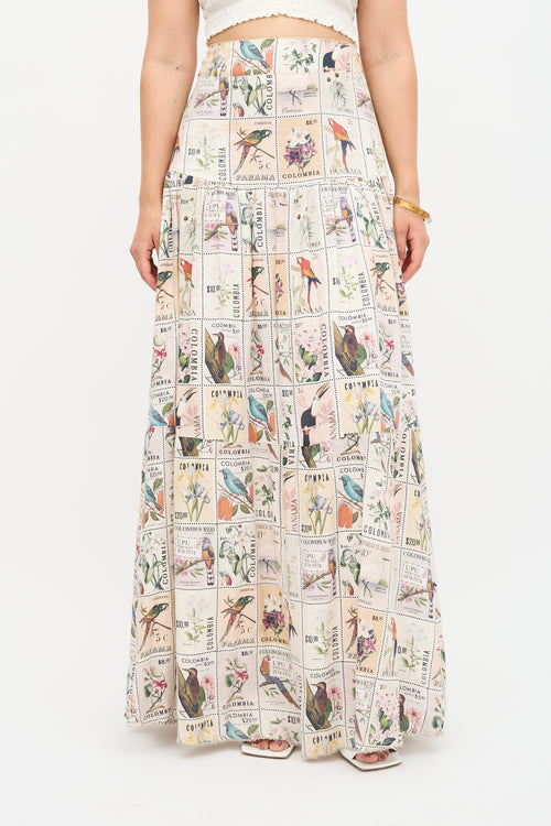 Agua by Agua Bendita Linen Stamp Printed Skirt