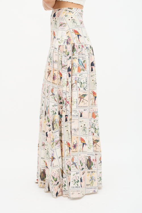 Agua by Agua Bendita Linen Stamp Printed Skirt