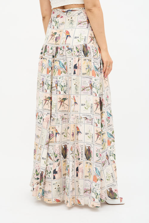 Agua by Agua Bendita Linen Stamp Printed Skirt