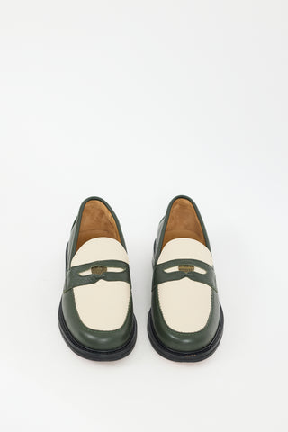 Aimé Leon Dore Green & Cream Leather Taverna Penny Loafer